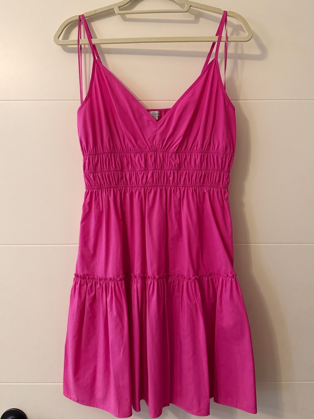 Rails Bright Pink Tiered Mini Dress with Spaghetti Straps